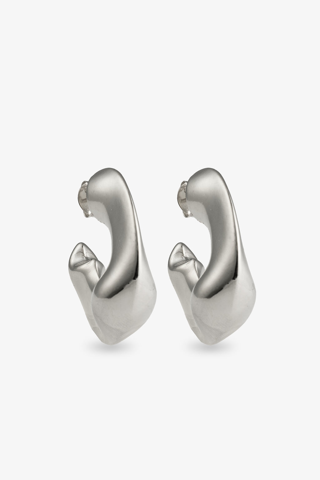 Chunky sculptural silver hoop earrings