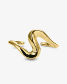 Sculptural wavy gold open cuff bracelet top view
