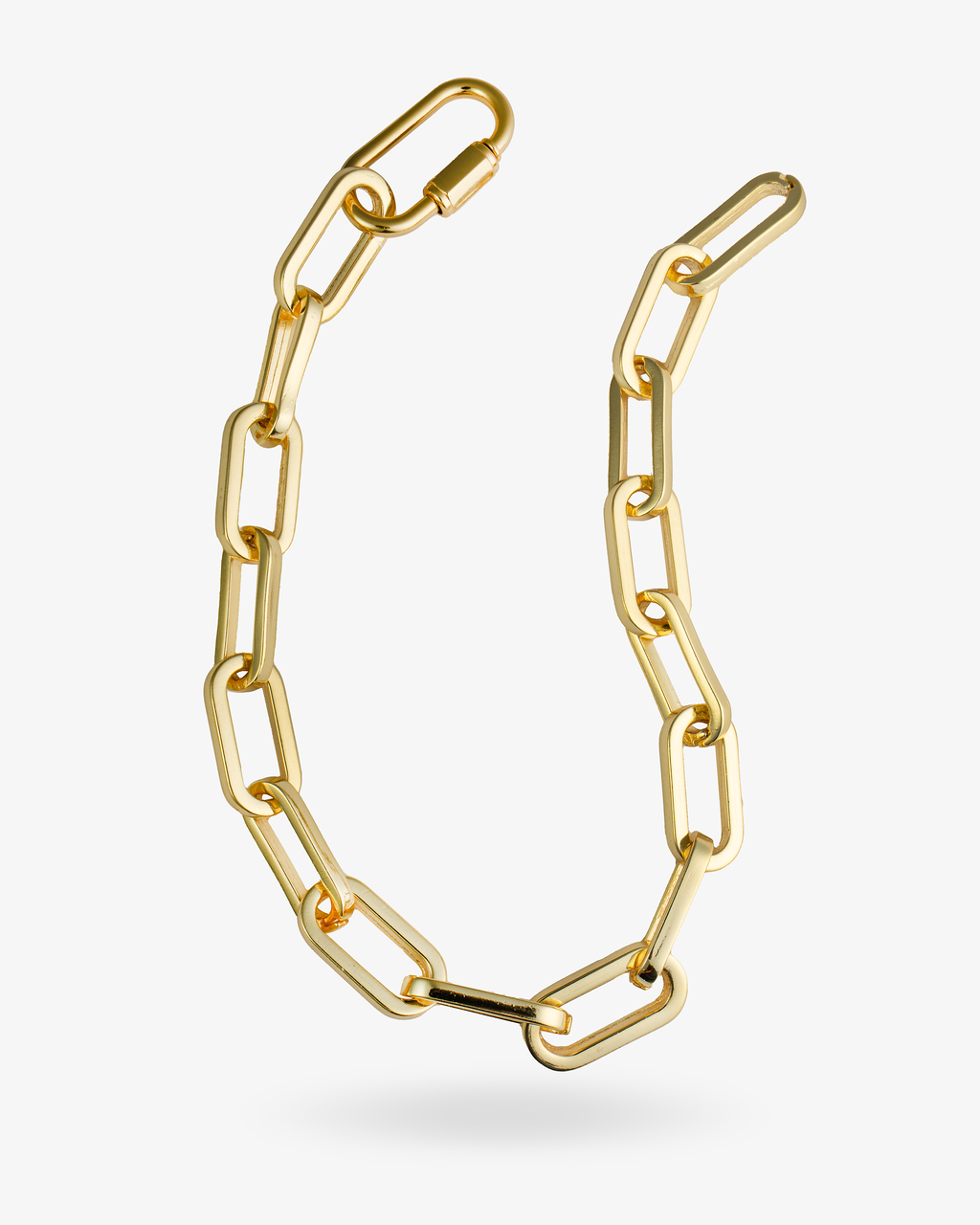 Gold paperclip link choker necklace front detail