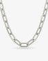 Silver paperclip chain choker necklace with elongated rectangular links