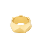 Gold plated wide sculptural bracelet with curved design and polished finish, 34mm