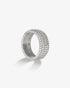 Silver chunky pave simulated diamond band ring, alone product shot from a different angle.