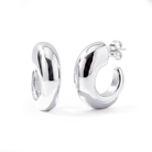 Oval open hoop earrings available in gold plated and rhodium plated finishes with sculptural thick design