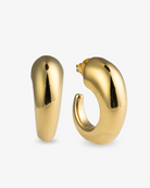 Chunky gold open hoop earrings front view with post back