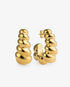 Chunky croissant gold hoop earrings front and side view