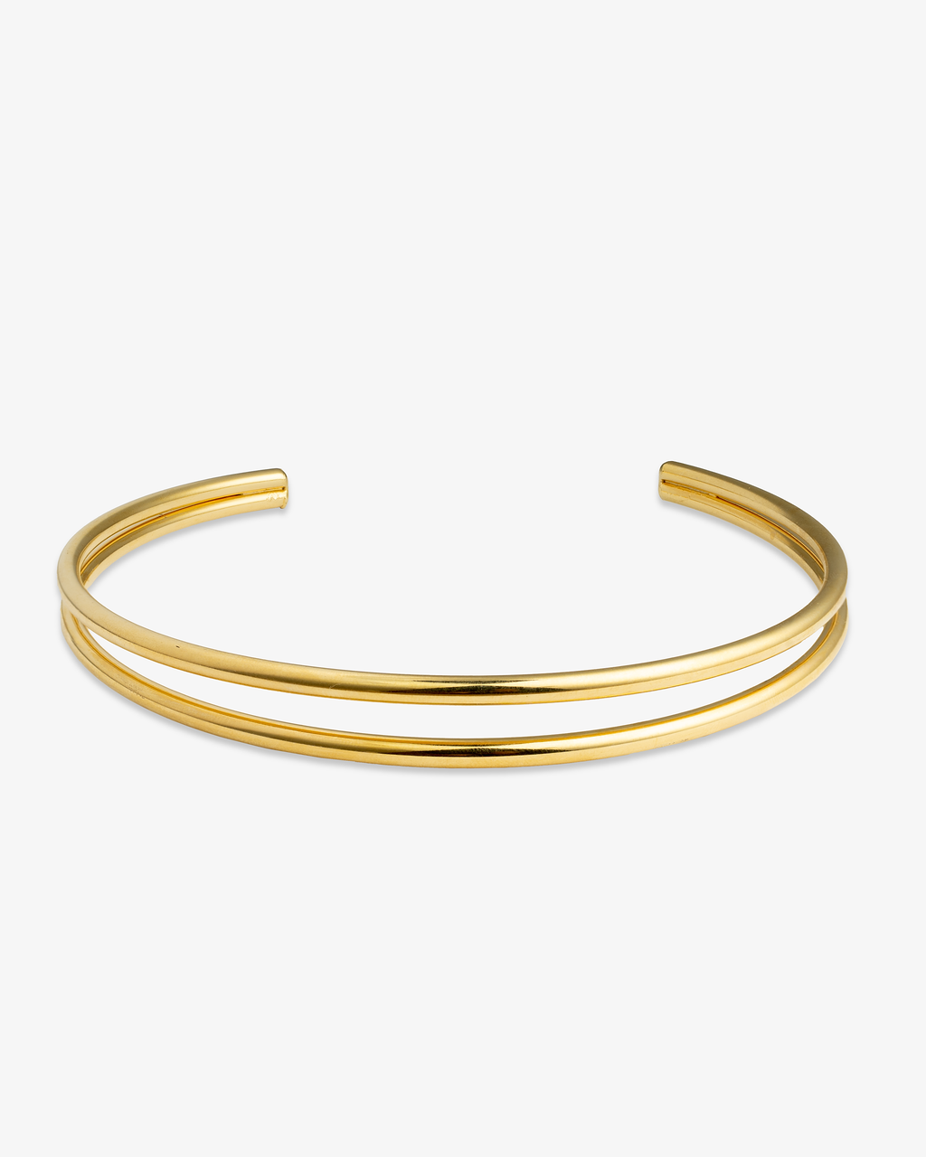 Double bar gold open choker necklace front view
