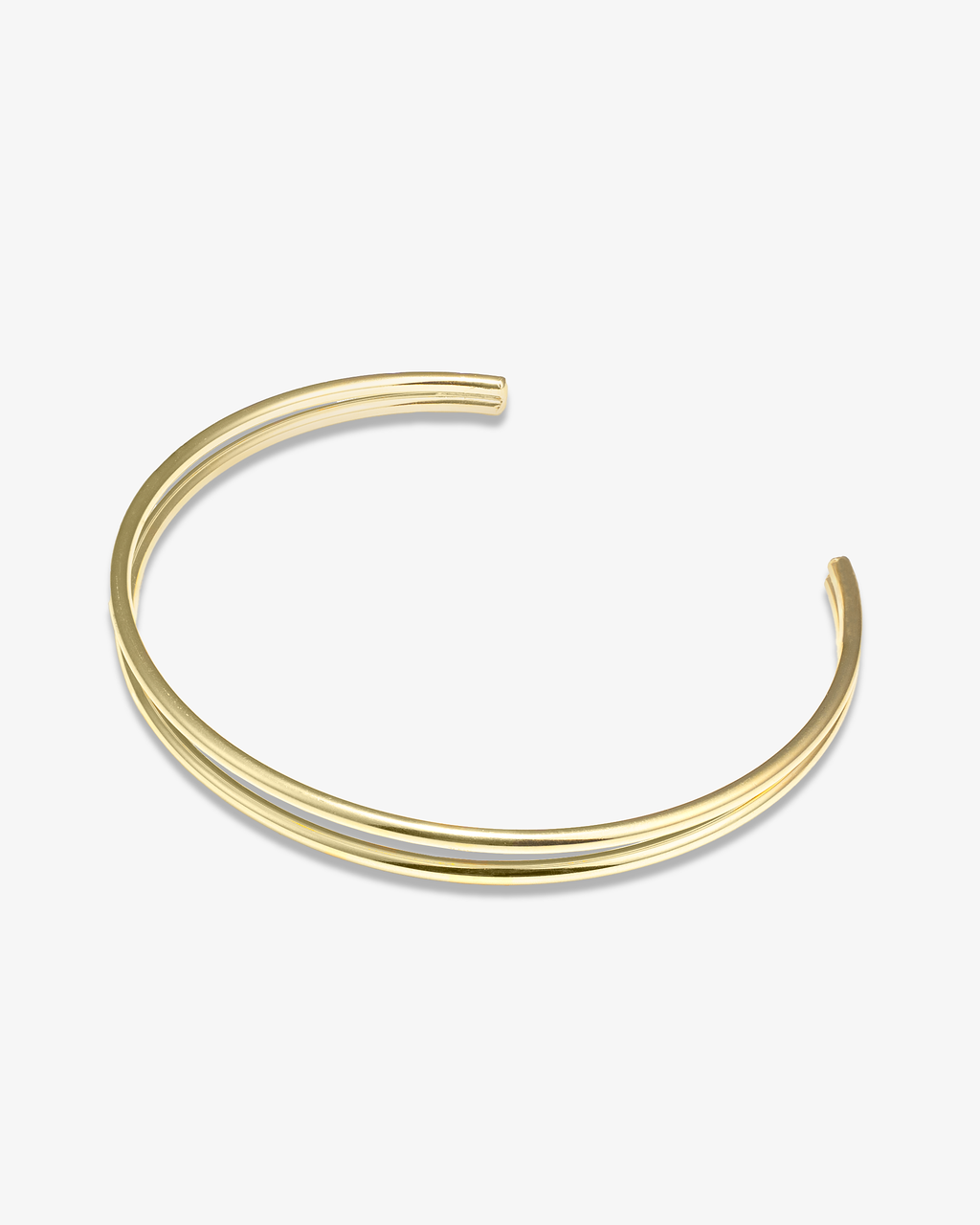 Double strand gold choker necklace angled view