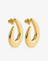 Chunky sculptural gold teardrop hoop earrings front view with post back