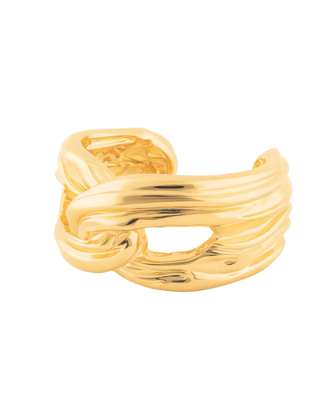 Gold plated structured bracelet with smooth polished surface and sleek design