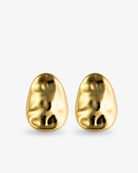 Organic teardrop gold statement earrings front view
