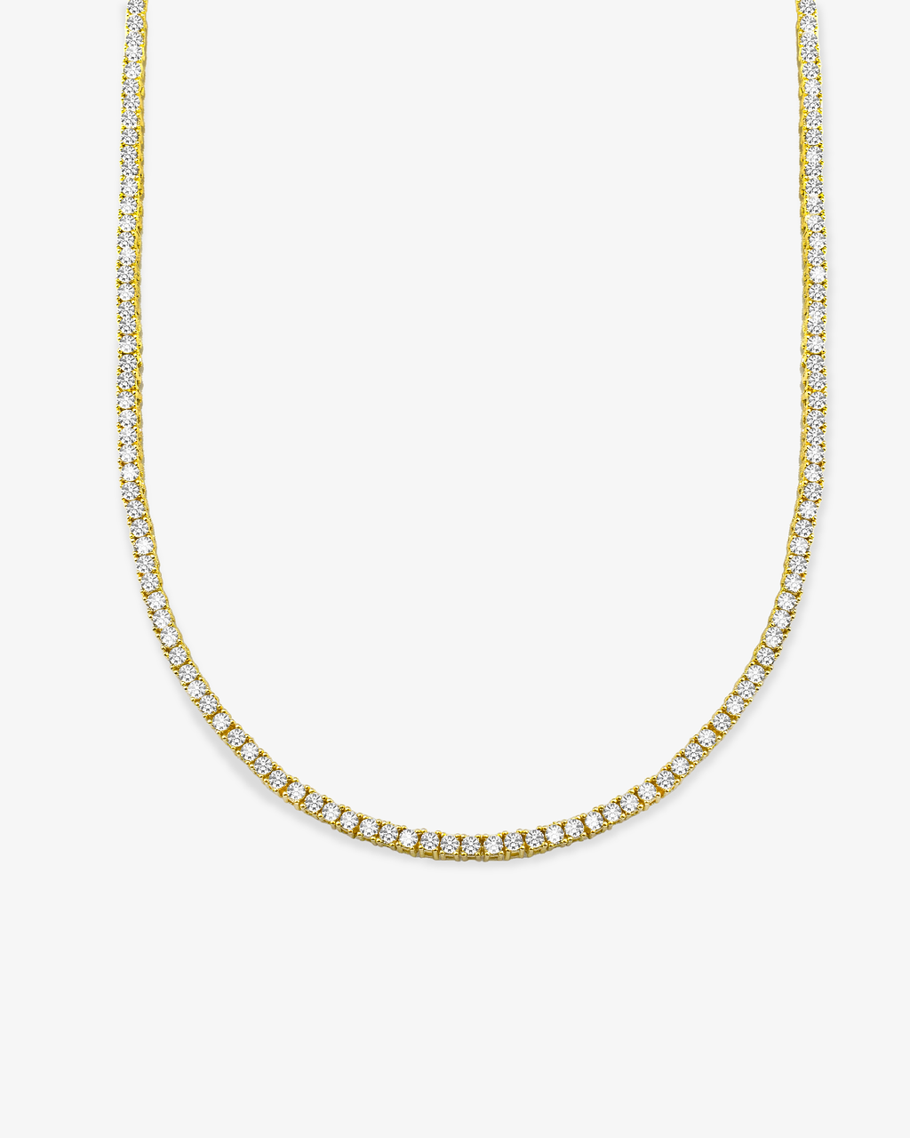 Gold round-cut tennis choker necklace front view