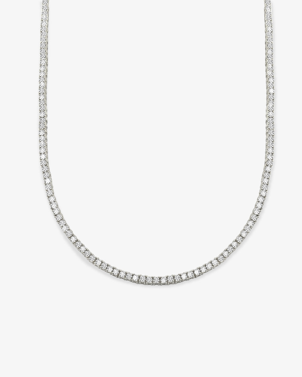 Silver round-cut tennis choker necklace front view