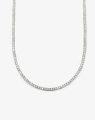 Silver round-cut tennis choker necklace front view