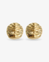 Gold textured domed stud earrings, alone product shot of the pair on a plain background.