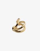 Sculptural triple loop gold ear cuff angled front view