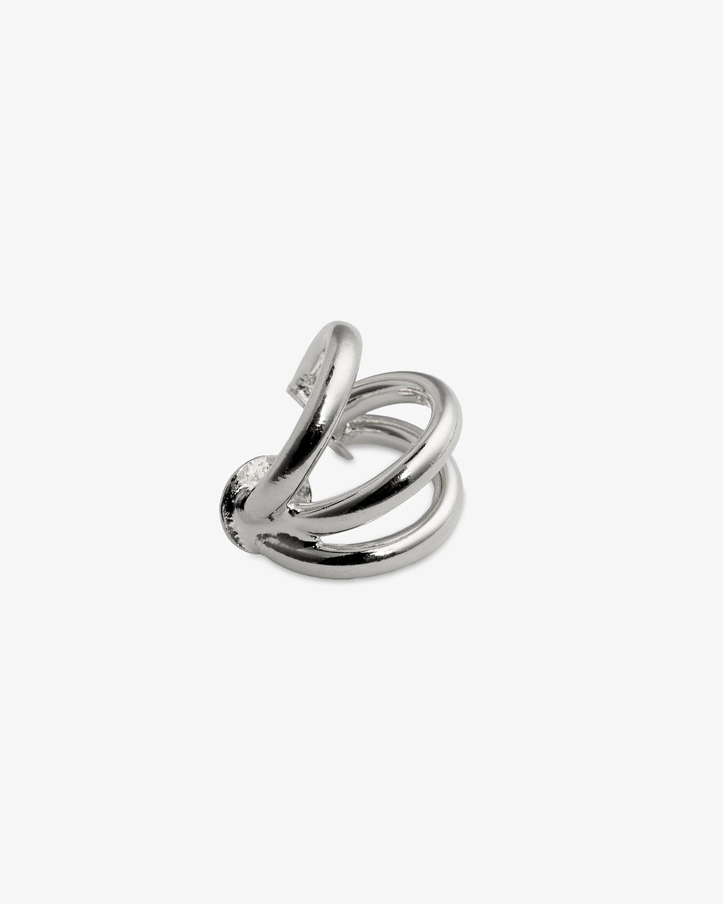 Sculptural triple loop gold ear cuff angled front view