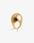 Ribbed dome gold ring angled side view