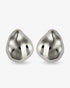 Organic pebble silver statement earrings front view