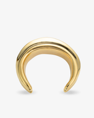 Sculptural gold cuff bracelet with raised double ridge side view