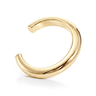 Sculptural cuff bracelet available in gold plated and rhodium plated finishes with bold circular design