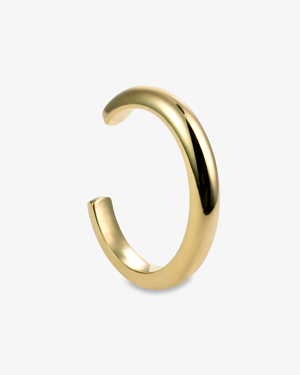 Sculptural chunky gold cuff bracelet side view