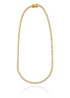Gold plated tennis necklace with round cubic zirconia stones in continuous design, 3mm thickness, available in 15, 16 and 18 inch lengths