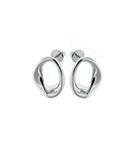Abstract oval earrings available in gold plated and rhodium plated finishes with sculptural geometric design