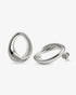 Open oval silver statement earrings angled view with post backs