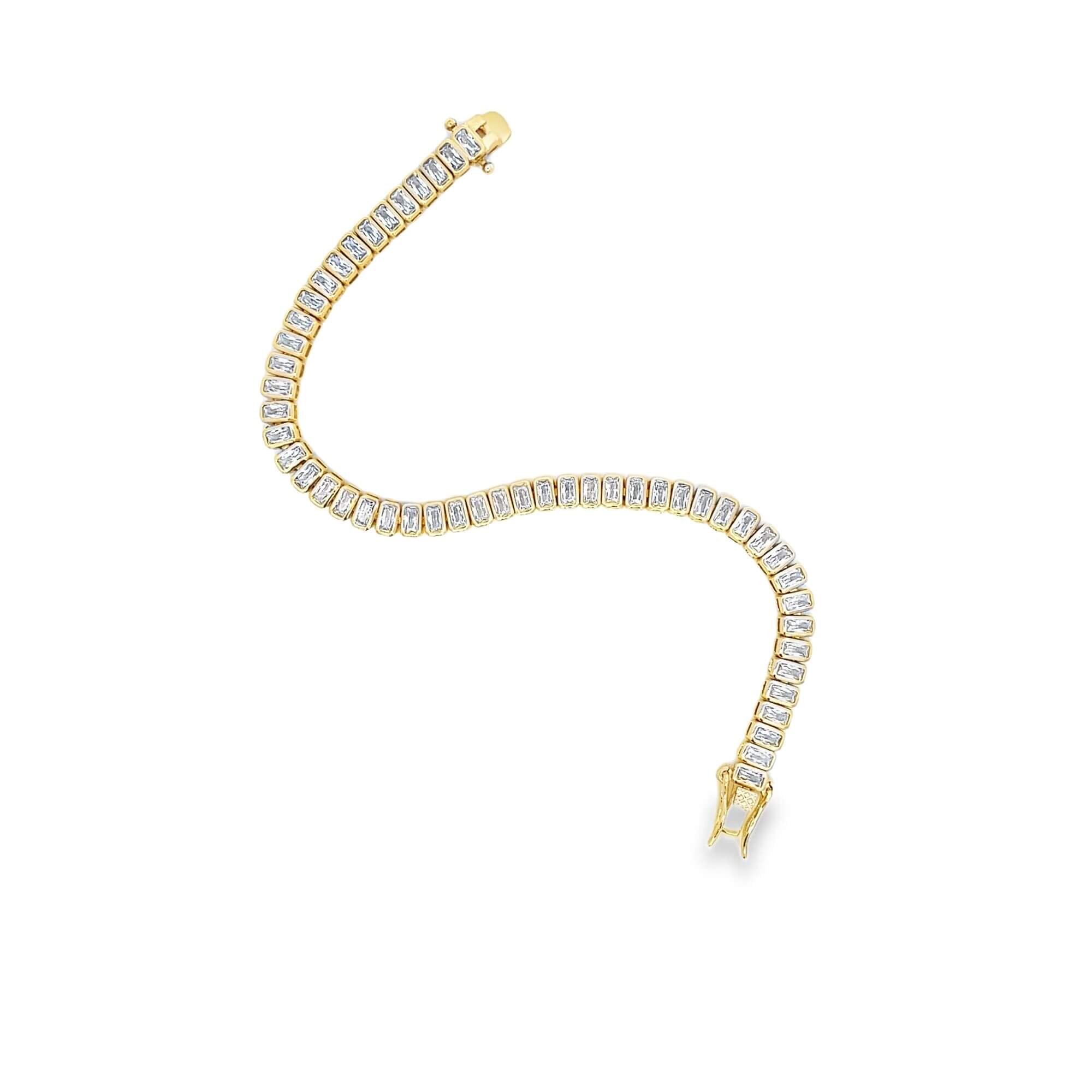 Cubic zirconia necklace available in gold plated and rhodium plated finishes with high shine