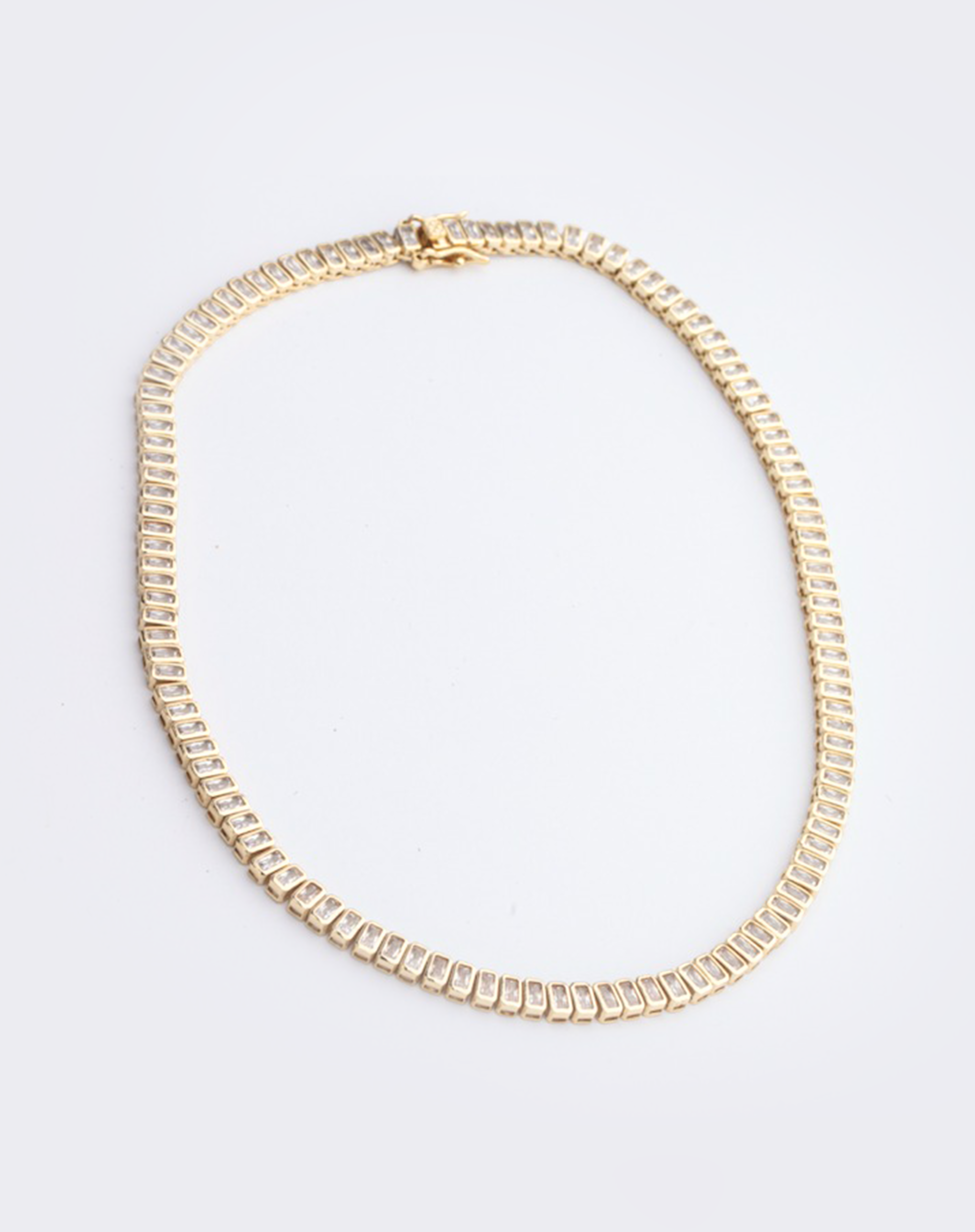 Laura Geometric Rhodium Necklace Silver — 18K gold-plated statement jewelry, hypoallergenic demi-fine piece by Denise Pacini