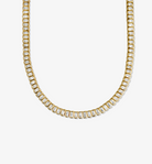 Gold emerald-cut tennis choker necklace with rectangular clear stones