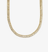 Gold emerald-cut tennis choker necklace with rectangular clear stones
