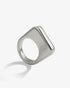Chunky square silver signet statement ring front view
