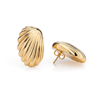 Gold plated wing inspired earrings with layered curved design and polished 