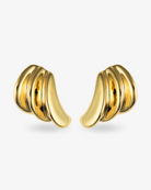Sculptural triple wave gold statement earrings front view