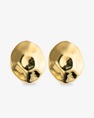 Oversized organic gold stud earrings front view