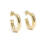Oval open hoop earrings available in gold plated and rhodium plated finishes with sculptural curved design