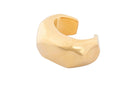 Gold plated asymmetric wide bracelet with sculptural curved design and polished finish, 42mm