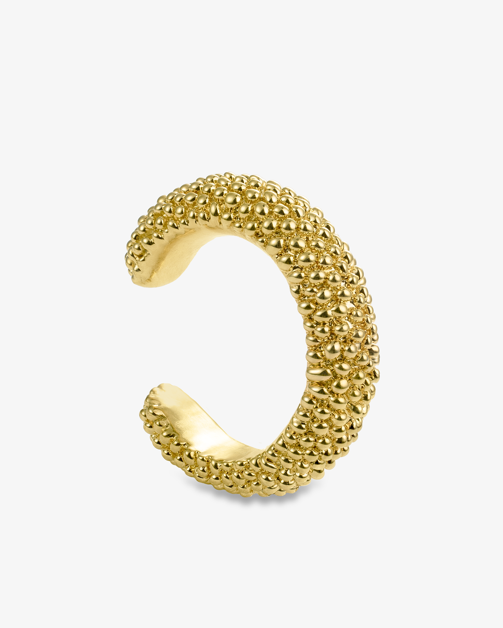 Textured gold statement cuff bracelet side view