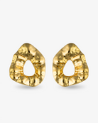 Hammered organic gold statement earrings front view