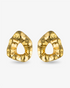 Hammered organic gold statement earrings front view