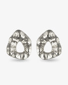 Hammered organic silver statement earrings front view