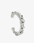 Sculptural gold cuff bracelet with irregular hammered texture side view