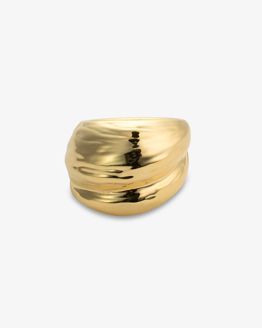 Chunky sculptural gold statement ring front view