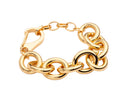 Gold plated chain link bracelet with bold interlocking links and polished finish