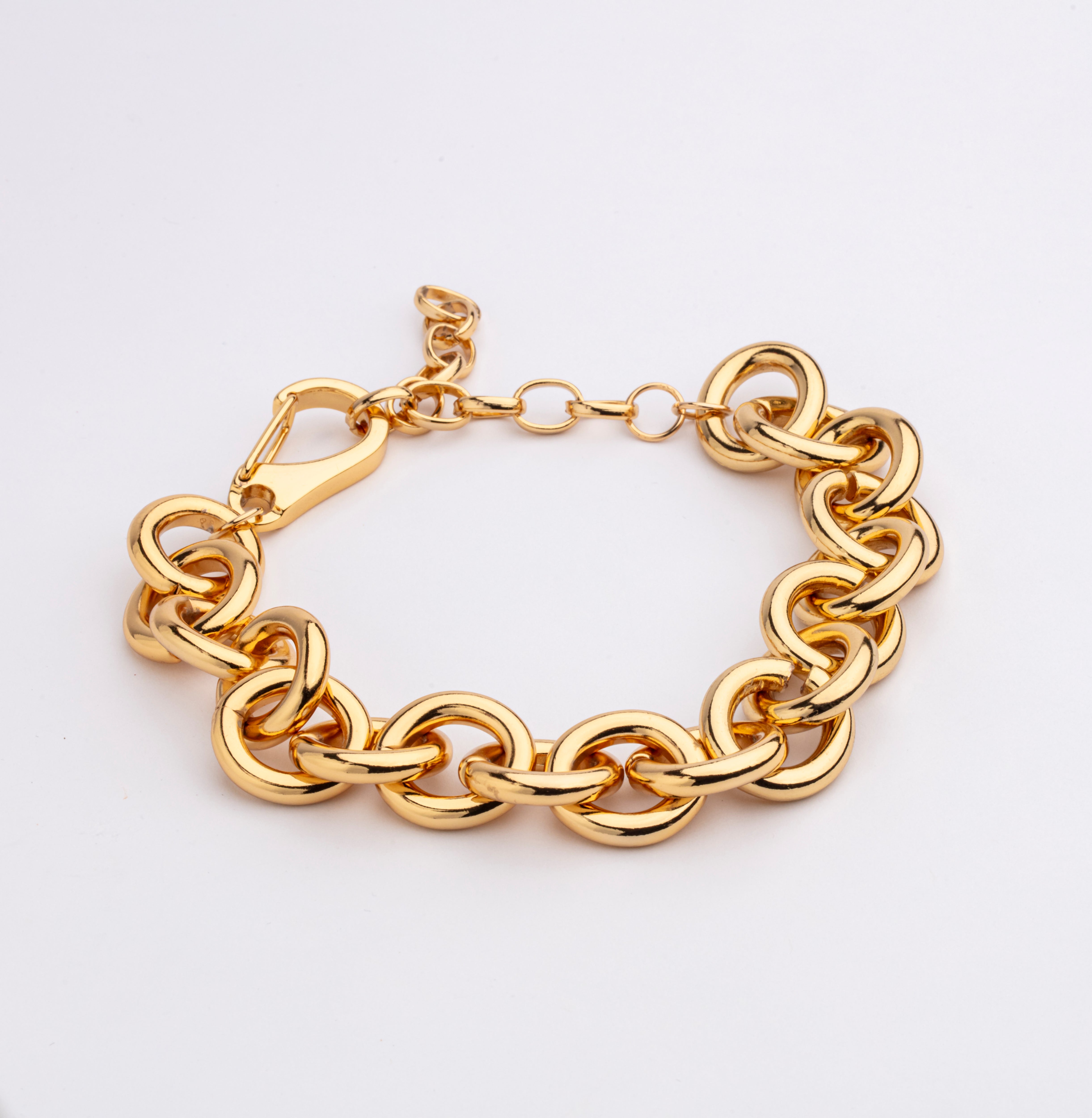 Gold plated chain necklace with structured links and bold design