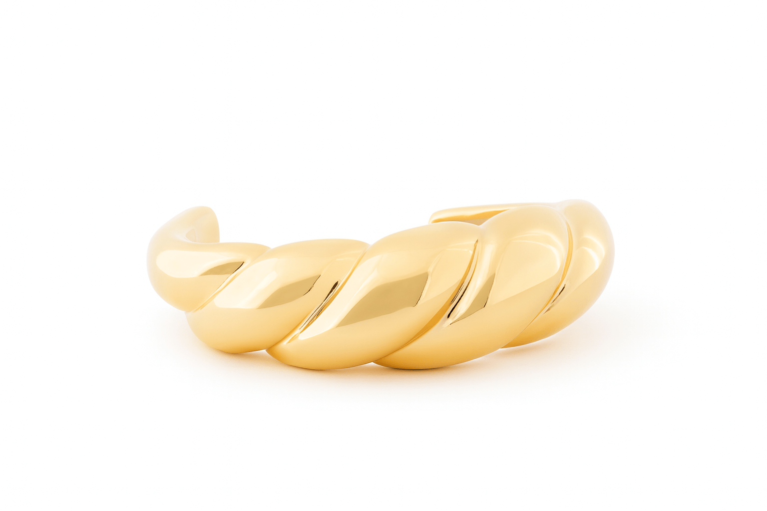 Gold plated medium wide bracelet with smooth polished surface and structured design, 20mm