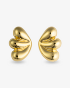 Triple dome gold statement earrings front view