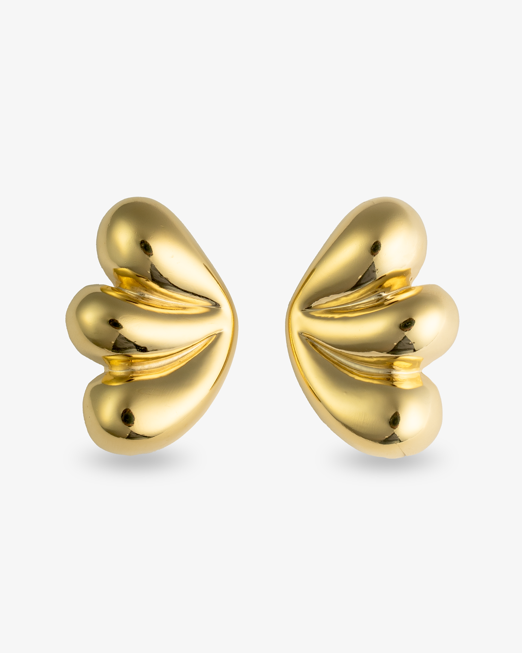Triple dome gold statement earrings front view