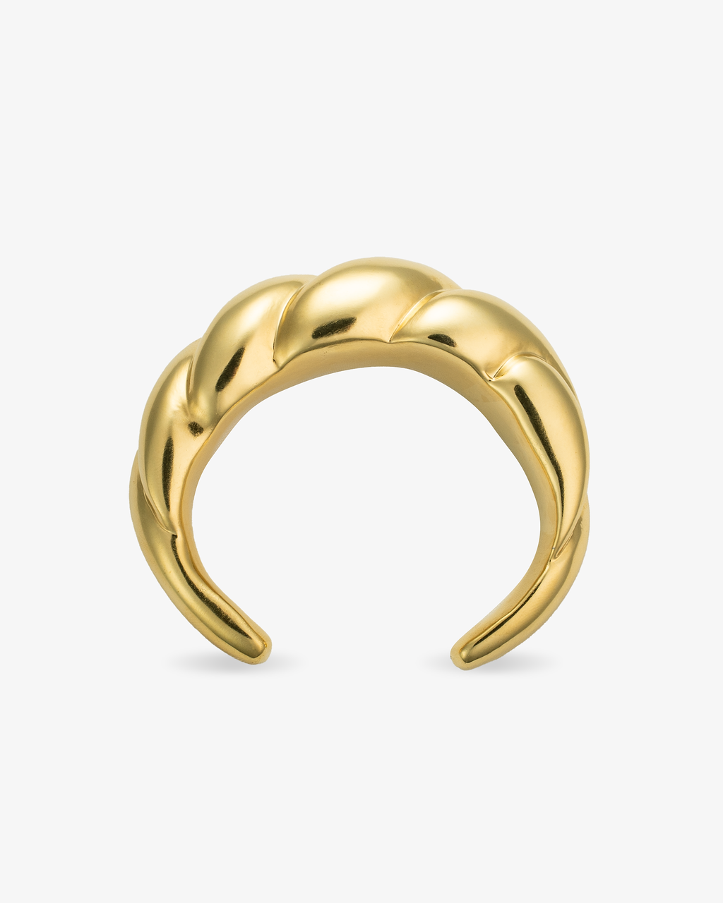 Braided gold statement cuff bracelet top view